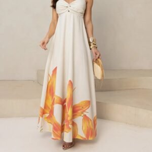 Vestido Longo Floral Lírios